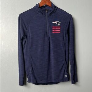 New England Patriots NFL 47 Brand Quarter Zip Women’s Blue Sweater Shirt small